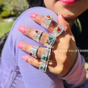 Turquoise spinnerring, sterlingzilveren ring voor vrouwen, meditatie fidgetring, blauwe steen, boho zorgenring, aquamarijnring, angstring lot