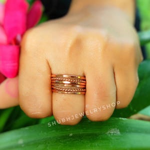 Set of 6 Thin Copper Stackable Rings, Stackable Rings, Stacking Rings, Copper Ring, Hammered Copper Ring, Simple Copper Ring, Stack Ring Set