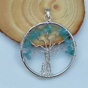 Aquamarine Tree of Life Pendant, Aquamarine Tree Of Life necklace, Crystal Tree Of Life Pendant, Wire Wrapped Aquamarine, wire wrapped, Gift