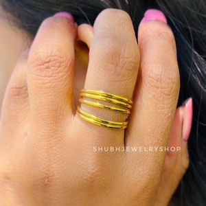 Thin Round Gold Stackable Ring Set of 5, Stacking Rings, Dainty Gold Ring, Tiny Ring, Skinny Ring, Gold Filled Ring, Thin, Stacking Ring Set