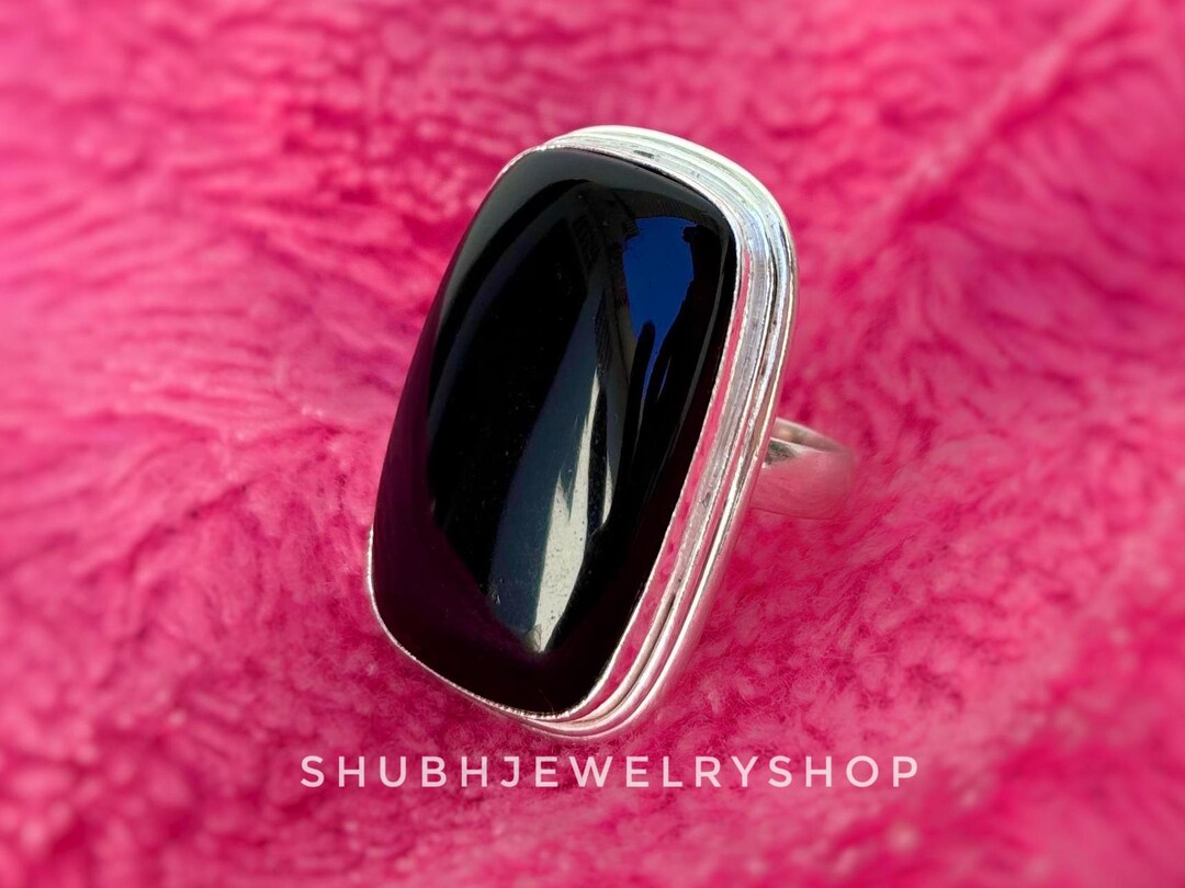 Black Onyx Ring · Black Statement Ring · Rectangular Ring · Silver Ring ...