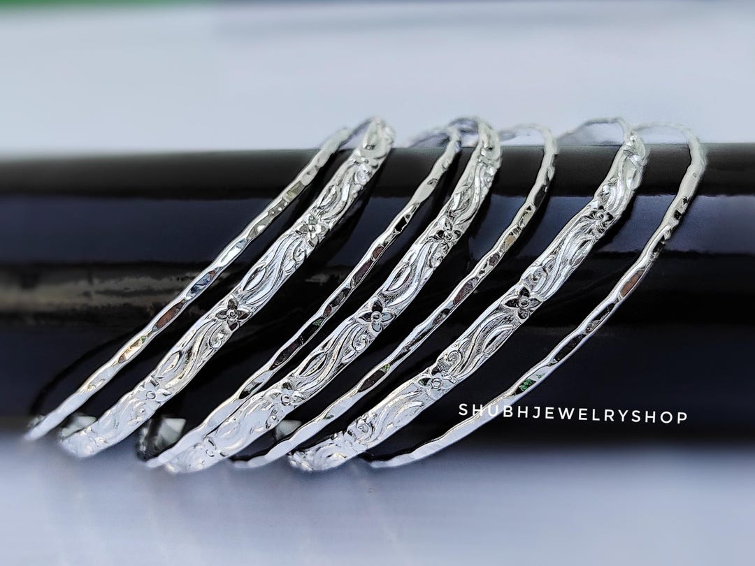 Set of 6 Bangle, Stackable Bracelets ,statement Bangles, 925 Sterling ...