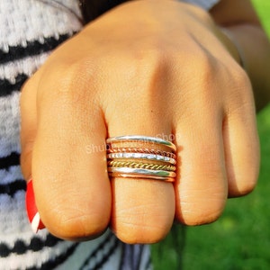 Silver ,Gold and Rose Gold Stackable Rings // Set of 6  Sterling Silver ,Gold and Rose Gold Rings // Mixed Metals Stacking Rings