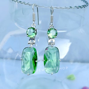 Peridot green Glass teardrop earrings with silver ear wires Minimal Essential earrings Christmas gift  Lime Peridot Jewelry, Mom Gift.
