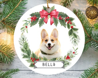 Ornement de chien personnalisé, Nom d'animal de compagnie personnalisé, Décoration de photo de Noël de chat, Portrait commémoratif en céramique ronde, Cadeau pour amoureux des animaux, Nouveau chiot