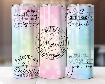 Emballage de verre affirmations positives, conçu pour la sublimation, verre skinny 20 OZ, conique et droit, téléchargement numérique PNG instantané