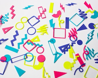 90&#39;s Confetti, Party Decorations, Custom Colors, Birthday Table Decor, Y2K Throwback, Geometric Neon Colored