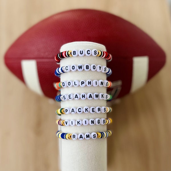 NFL Custom Bracelets | Football Bracelets | Letter Bracelets | Word Bracelets | Clay Bracelets | Heishi Bracelets | Personalized Bracelets