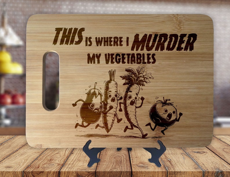 Vegan Cutting Board, This is Where I Murder My Vegetables Funny Vegan