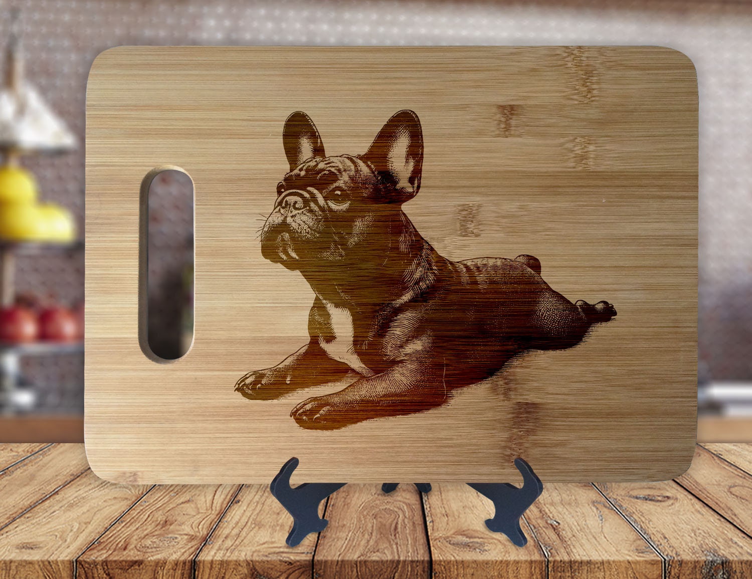 Small Boston Terrier Design Bamboo Cutting Board FREE SHIPPING 