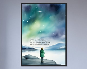 Miracles Quote On Watercolor Print, Meaningful Gift, Beautiful Wall Art, Night Sky Art, Wall Hanging