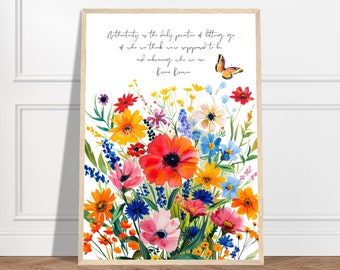 Authenticity Quote By Brene Brown, Watercolor Painting Print, Butterfly Art, Brene Brown, Office Print, Gentle Reminder