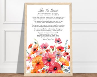 Grief Gift Poem She is Gone by David Harkins, Wall Art Gift, A Letter from Heaven, Grief Poem, Bereavement Gifts, Sympathy Gift