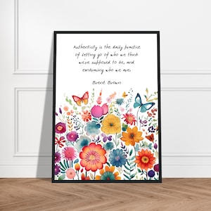 Authenticity Quote By Brene Brown, Watercolor Painting Print, Butterfly Print, Brene Brown Authenticity Office Print, Authentic Quote