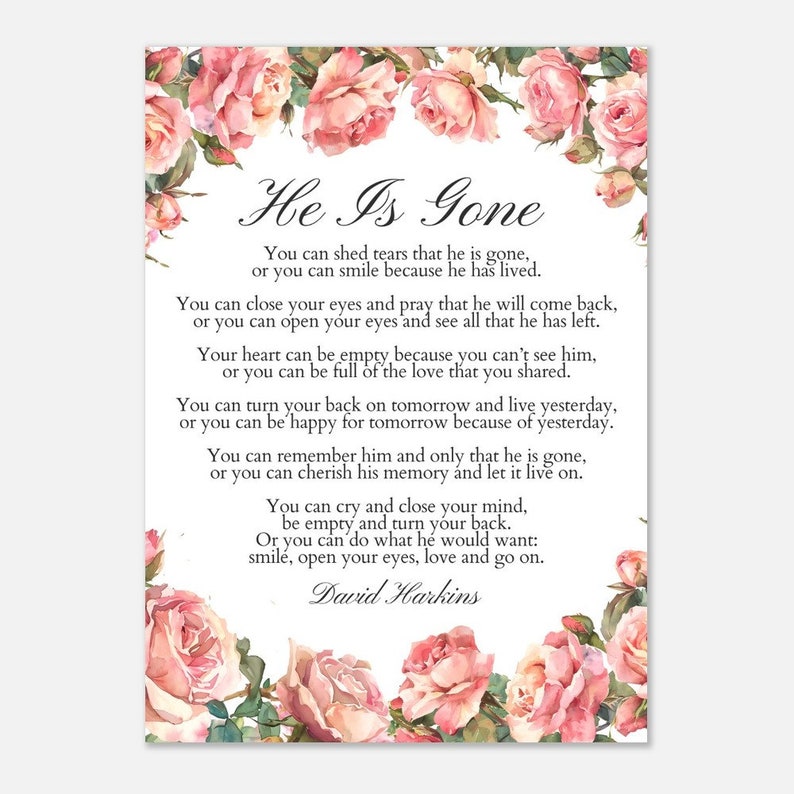 He is Gone Poem by David Harkins, Wall Art Gift, A Letter From Heaven ...