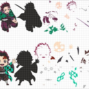 K&ouml;nnte beinhalten: Eine digitale Illustration eines Charakters aus dem Anime Demon Slayer. Der Charakter ist ein junger Mann mit roten Haaren und gr&uuml;nen Augen. Er tr&auml;gt einen schwarz-gr&uuml;nen karierten Kimono mit einem roten G&uuml;rtel. Der Charakter befindet sich in einer Kampfpose mit einem Schwert in der Hand.