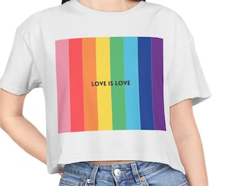 Rainbow Pride Crop Tee | Love Is Love LGBTQ+ Top
