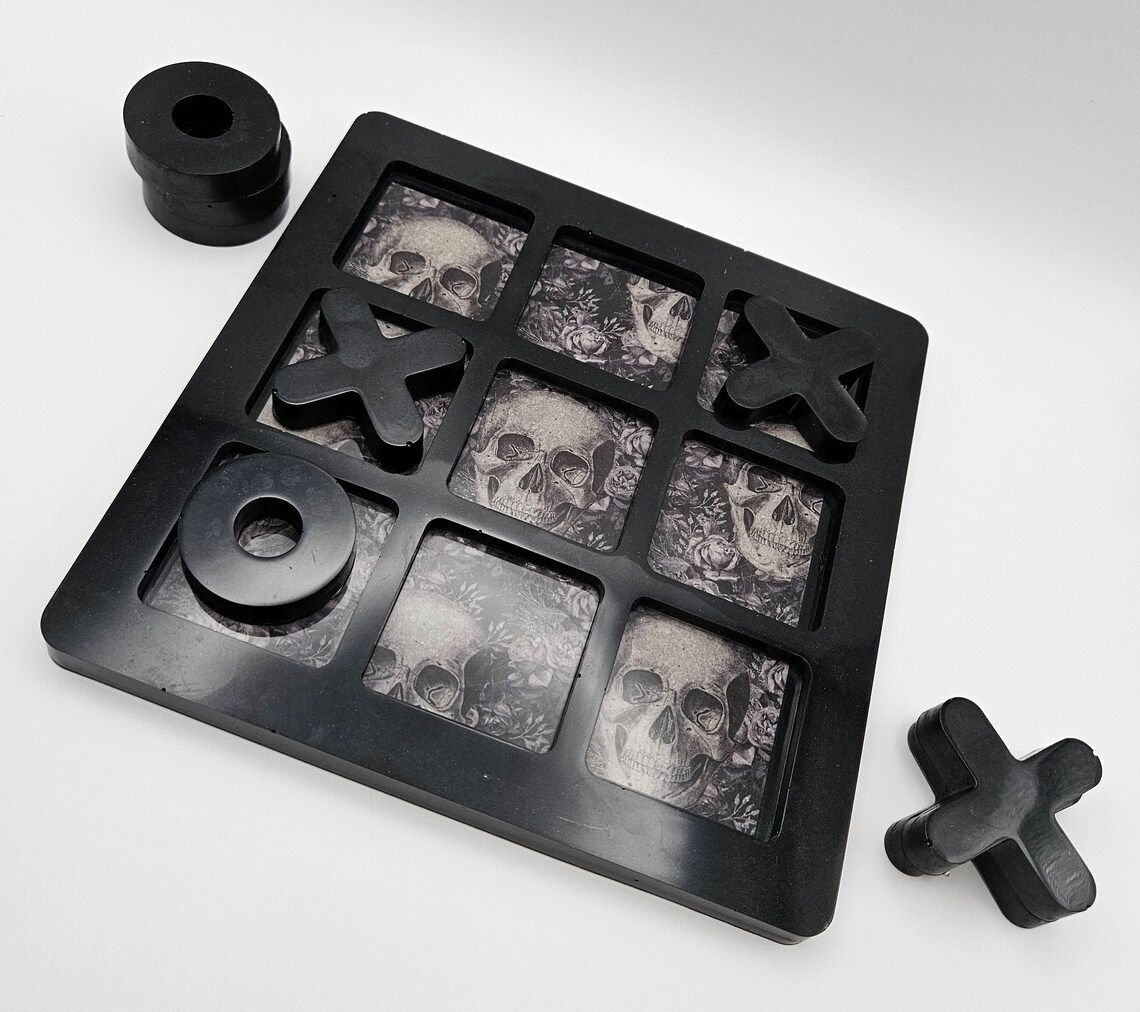 Tic Tac Toe Board, Large | Resin Tic Tac Toe Board | Skull Game Board ...