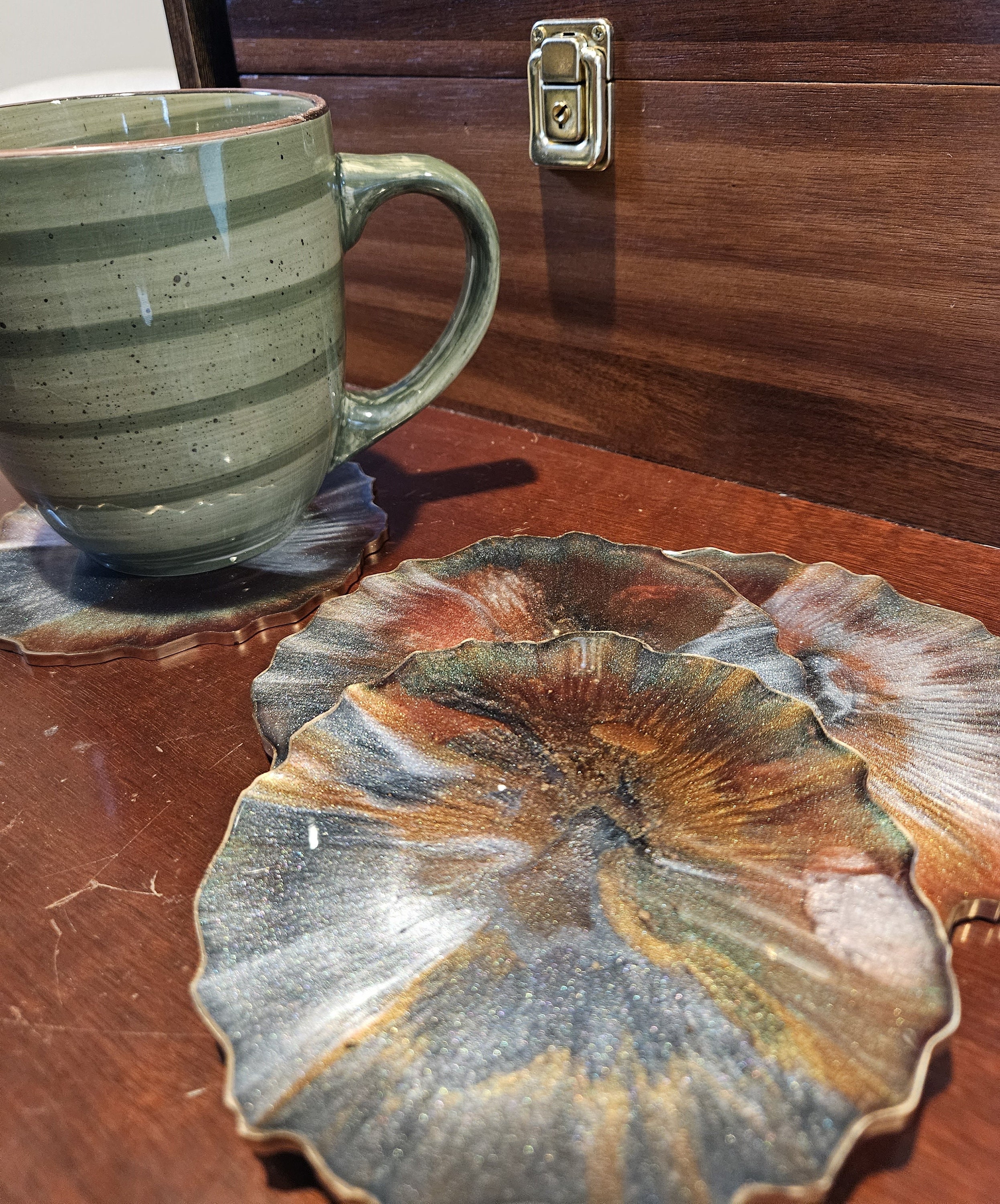 Black, Bronze, Gold and Silver Agate Shaped Resin Coasters, Set of 4 - Etsy
