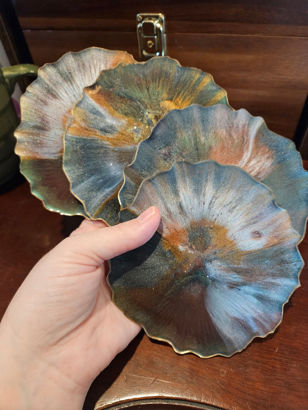 Black, Bronze, Gold and Silver Agate Shaped Resin Coasters, Set of 4 - Etsy
