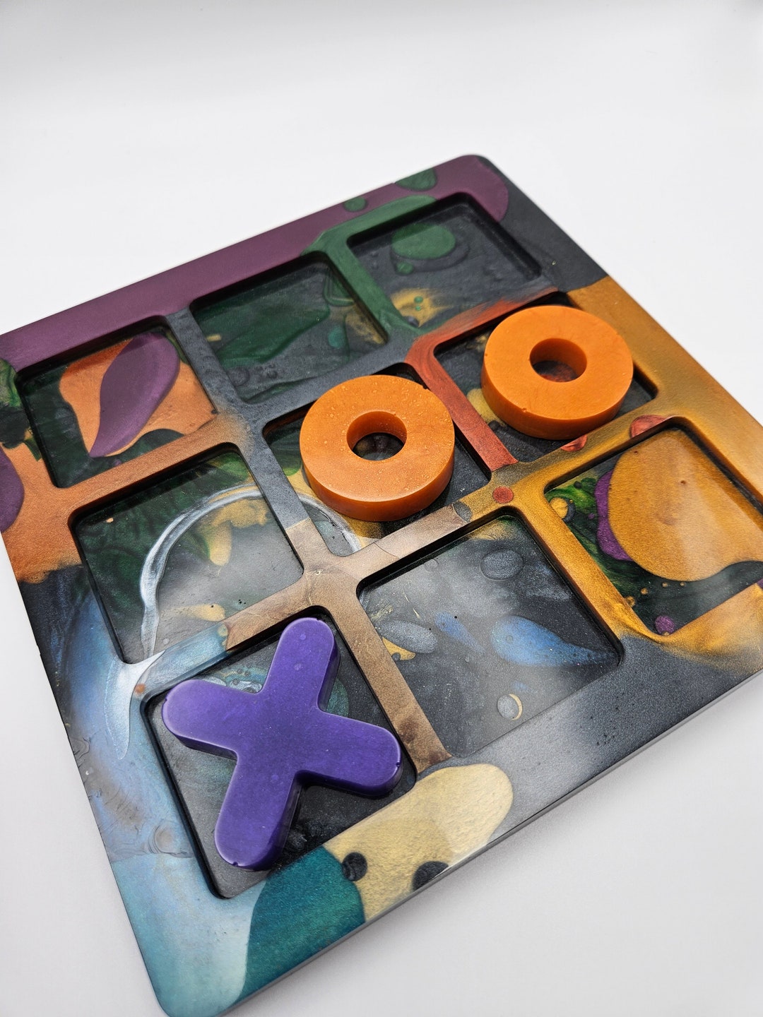 Handmade Resin Tic Tac Toe Board, Multicolor Game - Etsy