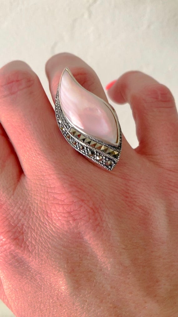 Vintage Pale Pink Mother of Pearl Sterling Silver… - image 5