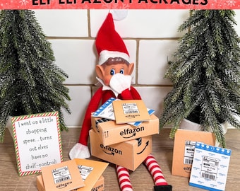 Printable Miniature Elfazon Packages and Envelopes Props: A4 Size And US Letter Size Instant Digital Download Christmas Elf Prop