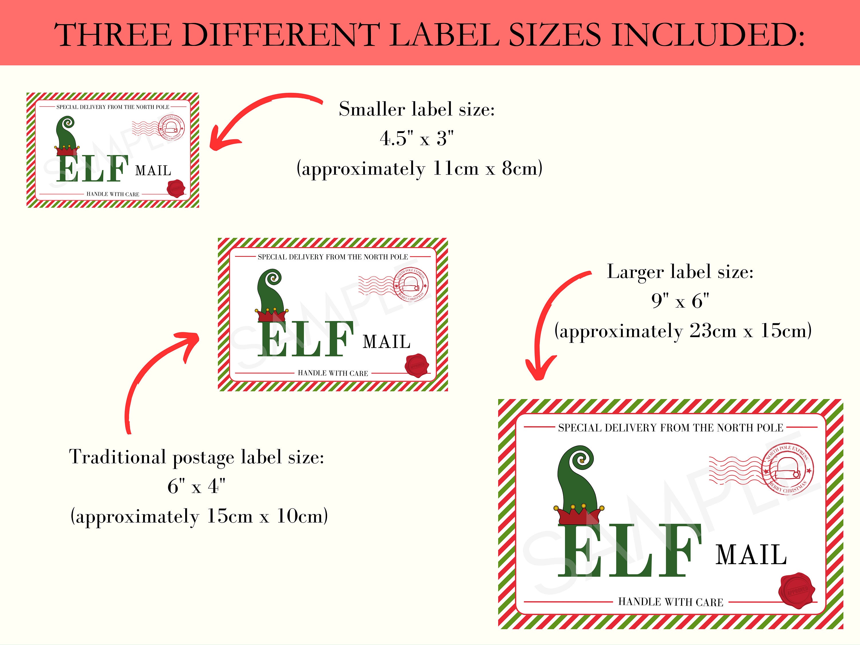 Elf Mail Shipping Label, Printable PDF, Christmas Elf Postage Label ...