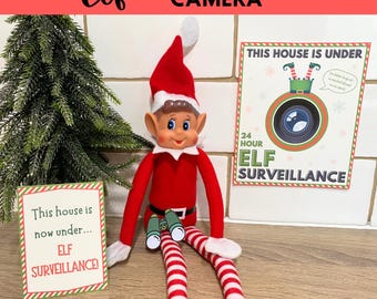 Printable Elf Surveillance Cam Set, Christmas Elf Cam PDF, This House Is Under Elf Surveillance Signs, Elf Camera, Instant Digital Download