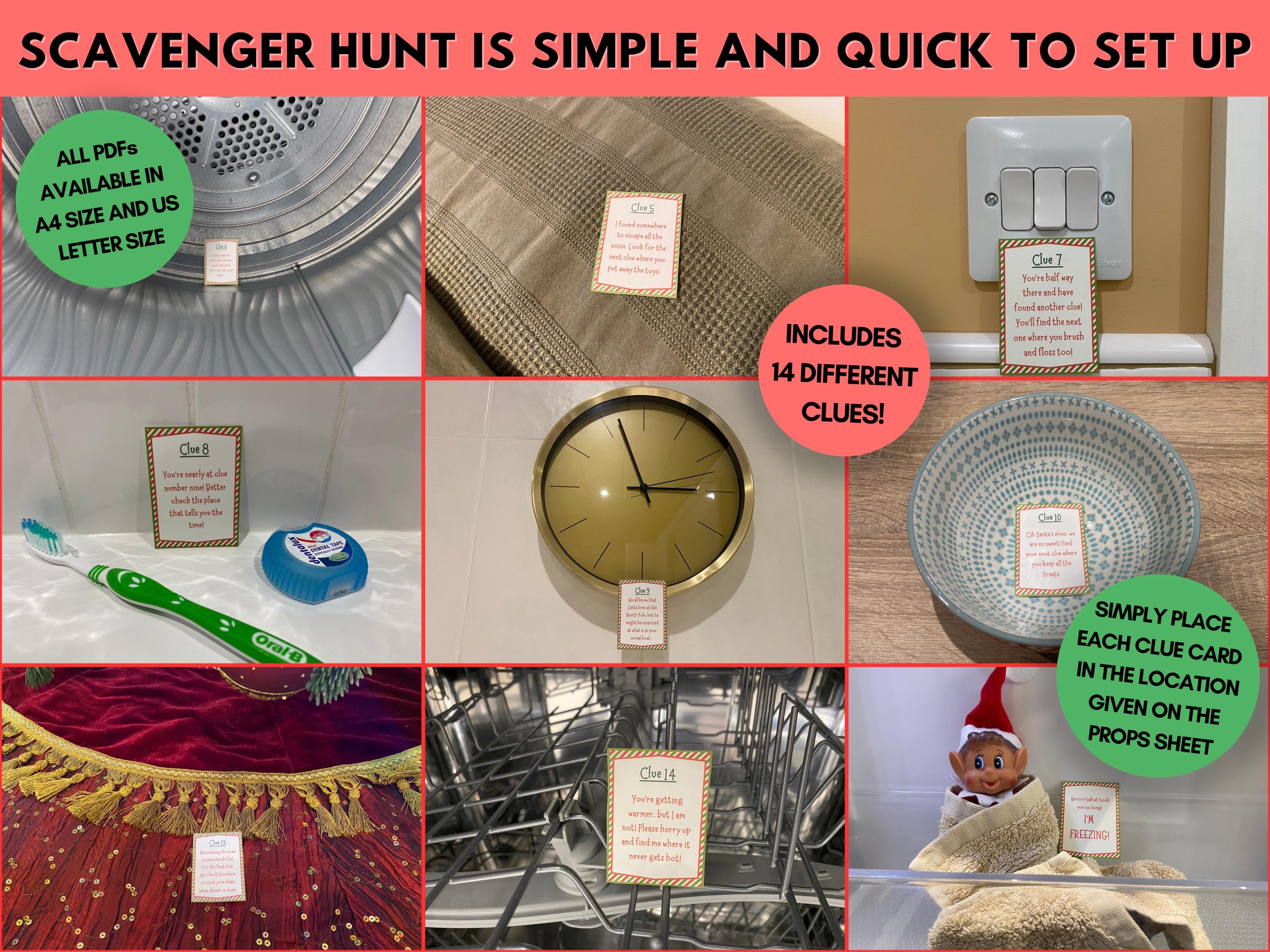 Printable Christmas Elf Scavenger Hunt for Kids, Elf Treasure Hunt ...