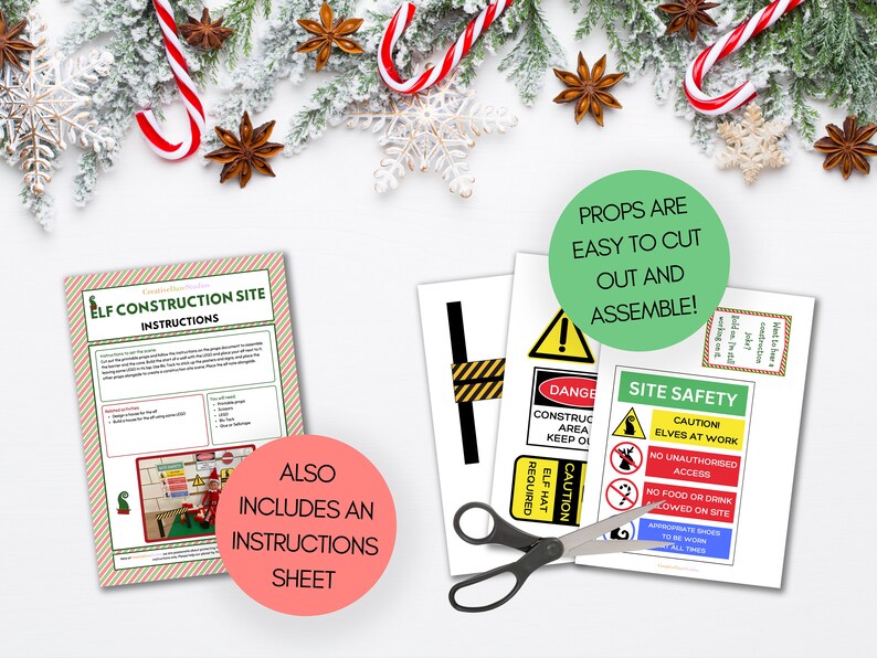 Printable Elf Construction Site Props, Christmas Elf Builder Props ...