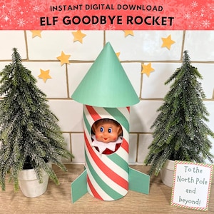 Accessoires imprimables de fusée d'adieu elfe, scène d'adieu elfe de Noël, au revoir elfe facile, idées drôles d'elfe, scène d'elfe de PDF de téléchargement numérique instantané