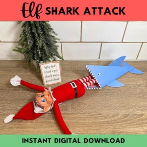 Printable Elf Shark Attack Props, Christmas Elf Foldable Shark Scene, Funny Elf Ideas, Elf Accessories, Instant Digital Download Elf Scene