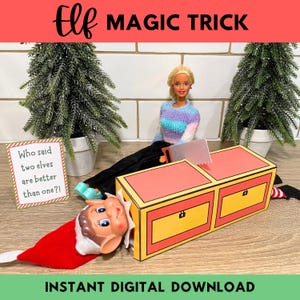 Printable Elf Magic Trick Props, Christmas Elf Magician Scene, Funny Elf Ideas, Elf Accessories, Instant Digital Download PDF Elf Scene