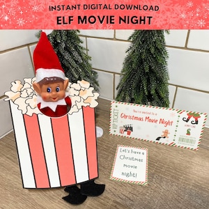 Printable Elf Movie Night Props, Elf Film Night Scene, Christmas Elf Movie Ticket, Printable Elf Popcorn Outfit, Instant Download Elf Scene