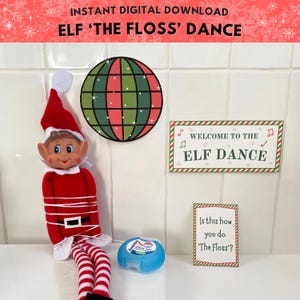Accesorios imprimibles para el baile de elfos, accesorios para el baile Floss de Elf, ideas divertidas para elfos, actividades navideñas para elfos, travesuras de elfos, escena de elfos de descarga instantánea