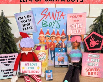 Kit stampabile di oggetti di scena per elfi Kpop, scena di elfi di Babbo Natale Elf-Pop, accessori per elfi K-Pop, download digitale istantaneo di oggetti di scena per elfi