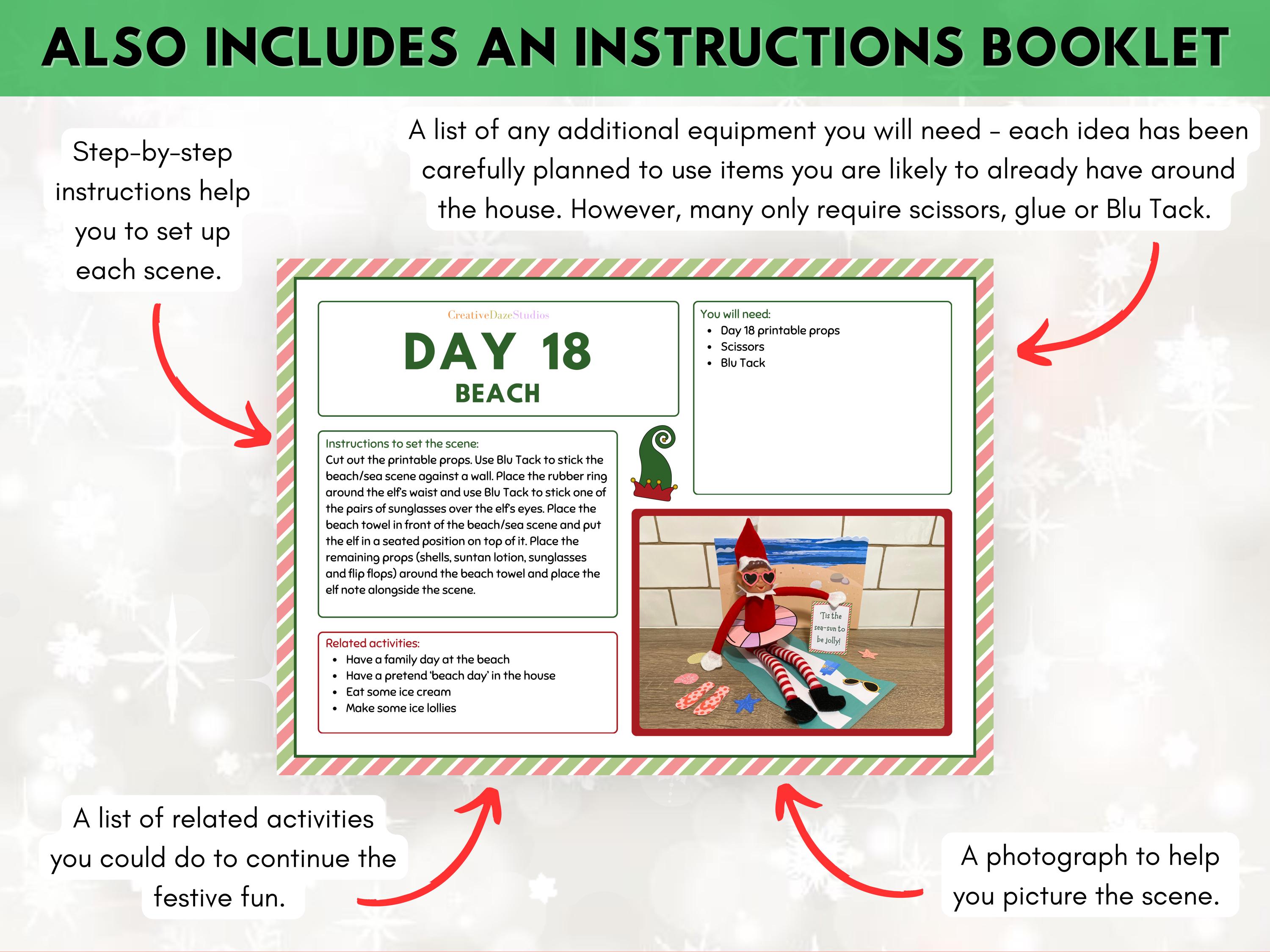 Printable Elf Kit 24 Days Bundle, 24 Christmas Elf Scenes, Downloadable ...
