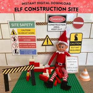 Accesorios imprimibles para elfos de construcción, accesorios navideños para elfos constructores, ideas fáciles para elfos, ideas divertidas para elfos imprimibles, escenas de elfos de descarga instantánea