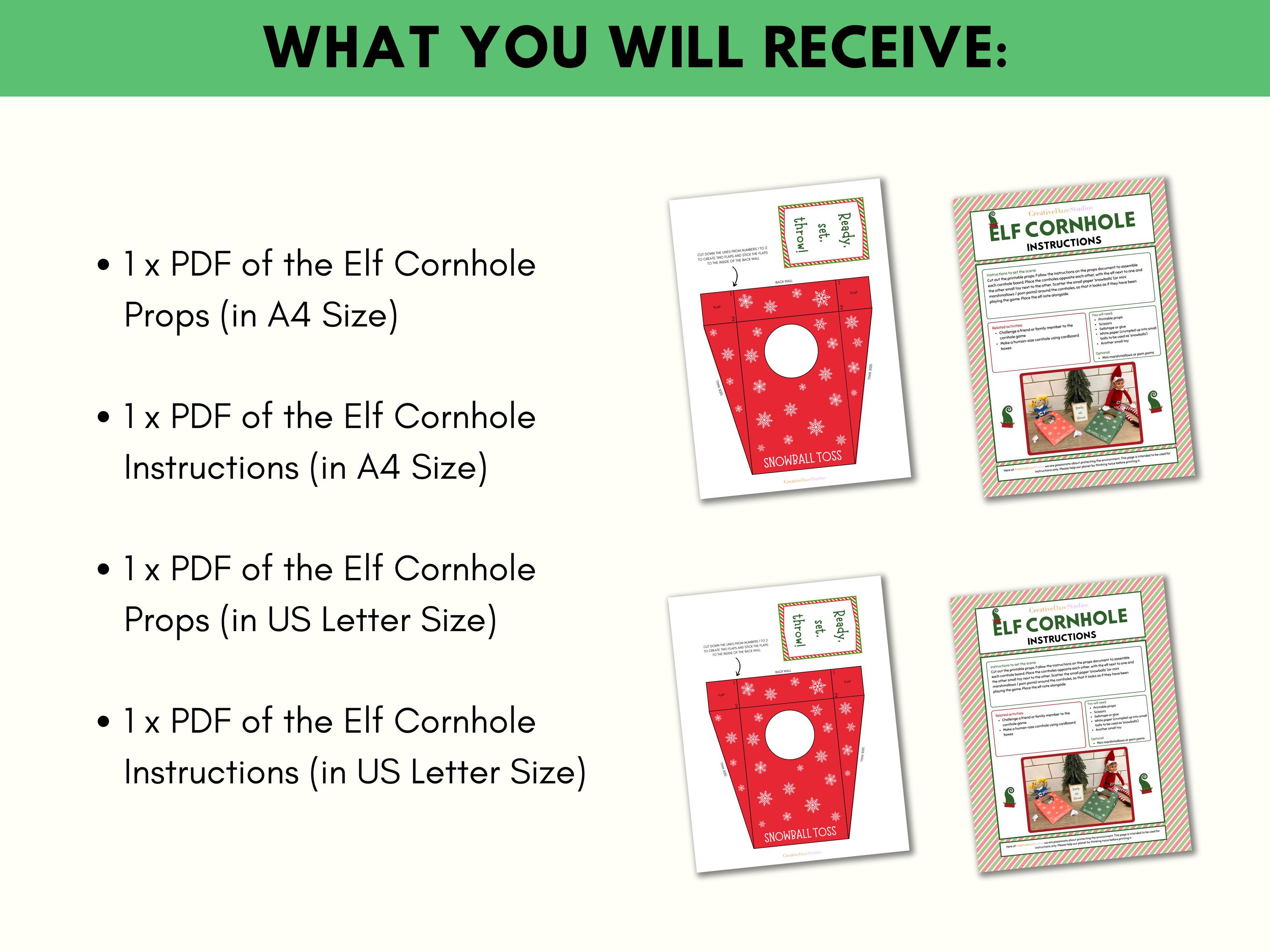 Printable Elf Cornhole Game Props, Christmas Elf Games Printable Props ...