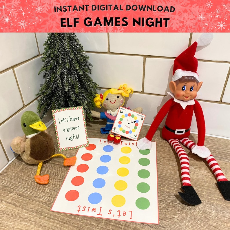Printable Elf Games Night Props, Christmas Elf Twister Printable Game ...