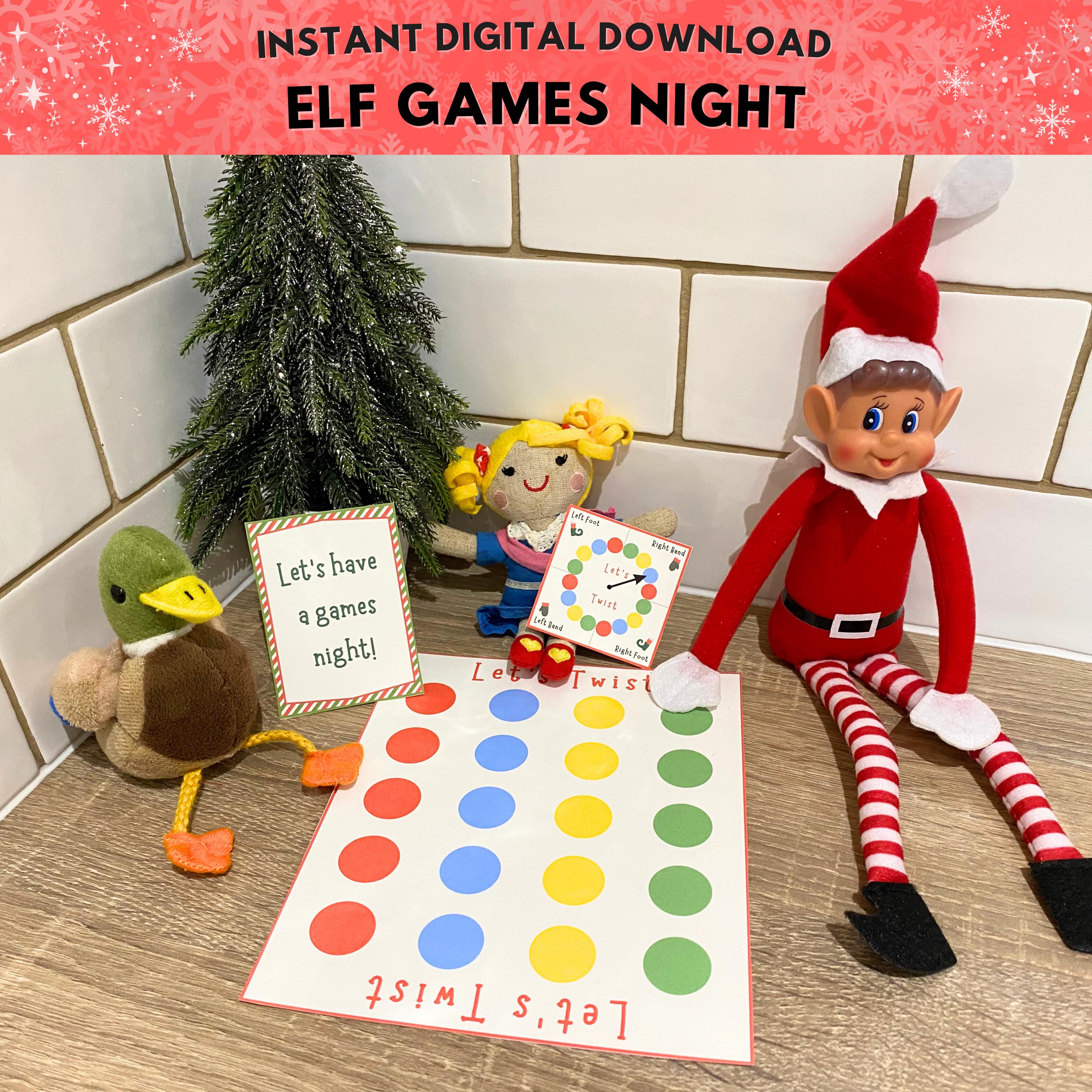 Printable Elf Games Night Props, Christmas Elf Twister Printable Game ...