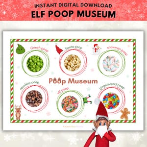 Printable Elf Poop Museum Props, Christmas Elf Museum of Poo Scene, Xmas Funny Elf Idea, Fun Elf Activity, Instant Digital Download PDF