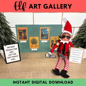Printable Elf Art Gallery Security Props: A4 Size and US Letter Size Instant Digital Download Christmas Elf Props