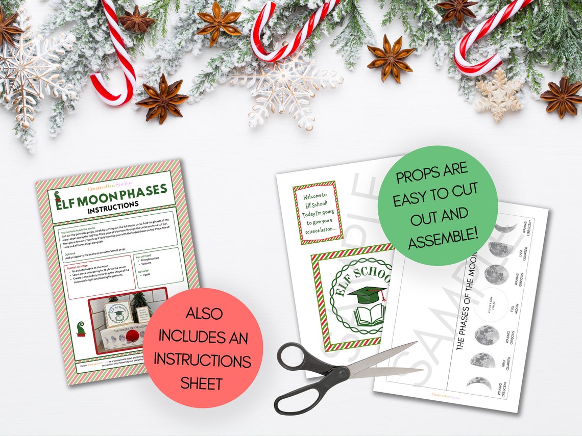Printable Elf Moon Phases Props Elf Moon Phases Scene Elf School Printable Elf Moon Phases Props Elf Moon Phases Scene Elf School