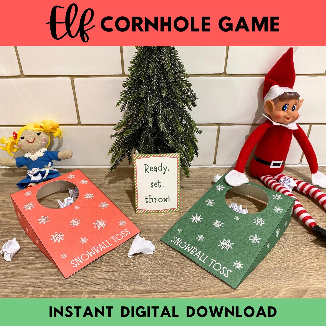 Printable Elf Cornhole Game Props, Christmas Elf Games Printable Props ...