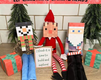Accessoires imprimables de têtes de jeu vidéo de Noël elfe, accessoires imprimables de têtes de jeu de Noël elfe, accessoires idée drôle de lutin, téléchargement immédiat PDF scène de lutin