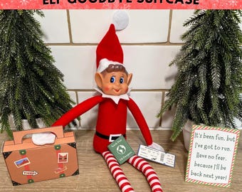 Printable Elf Goodbye Props, Christmas Elf Vacation, Elf Suitcase and Passport, Easy Elf Idea, Elf Travel Props, Instant Download Elf Scenes