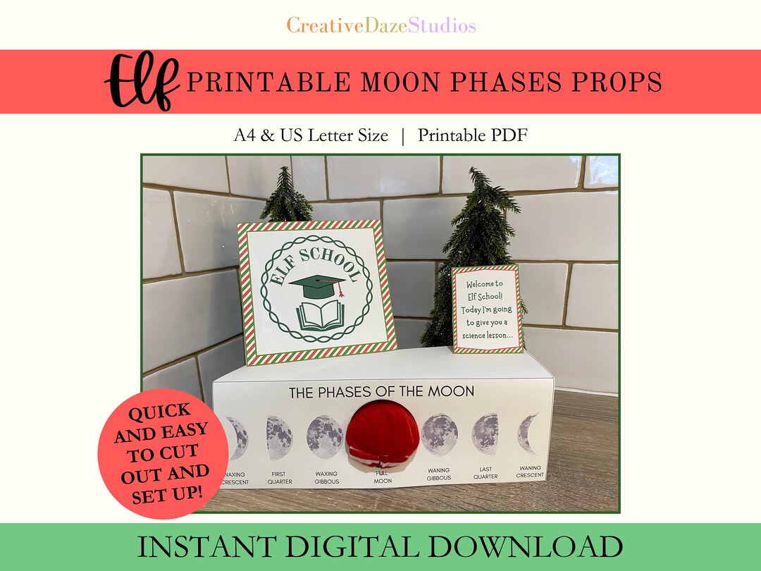 Printable Elf Moon Phases Props Elf Moon Phases Scene Elf School Printable Elf Moon Phases Props Elf Moon Phases Scene Elf School