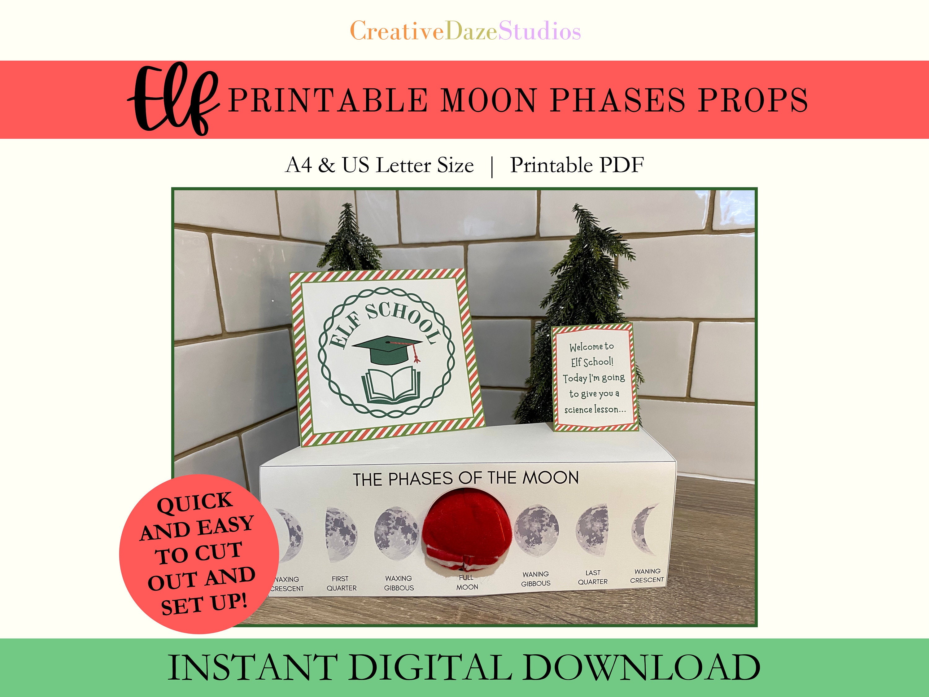 Printable Elf Moon Phases Props Elf Moon Phases Scene Elf School Printable Elf Moon Phases Props Elf Moon Phases Scene Elf School
